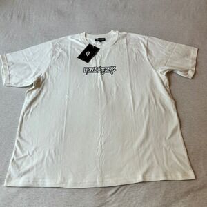 Quiet Golf Mens Graphic Logo T-Shirt Cream Off-White Cotton Short Sleeve Large